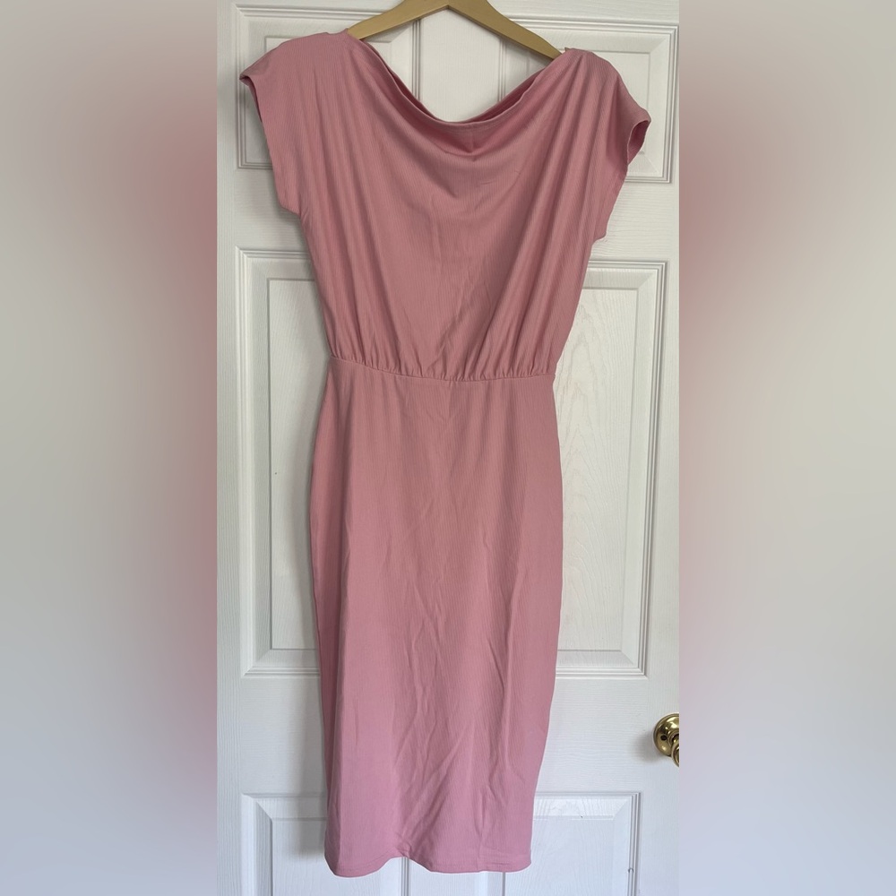 Off the Shoulder Ribbed Bodycon Dress, Size S